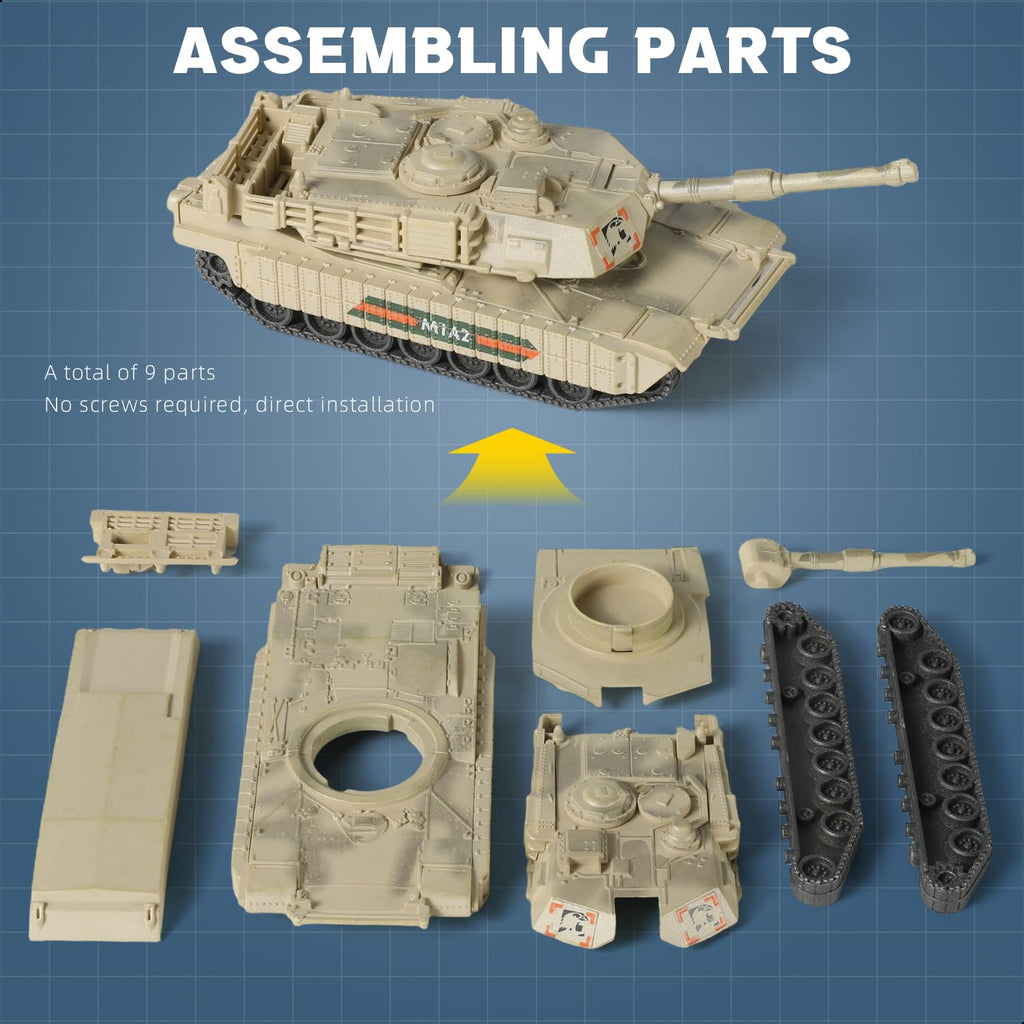 SEBUNAS 1/72 Scale M1A2 Tank Model Kit - Quick Build 9-Piece Set with Rotating Turret
