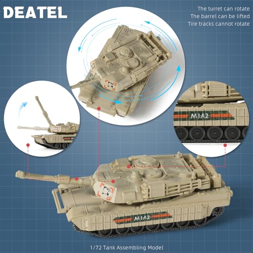 SEBUNAS 1/72 Scale M1A2 Tank Model Kit - Quick Build 9-Piece Set with Rotating Turret