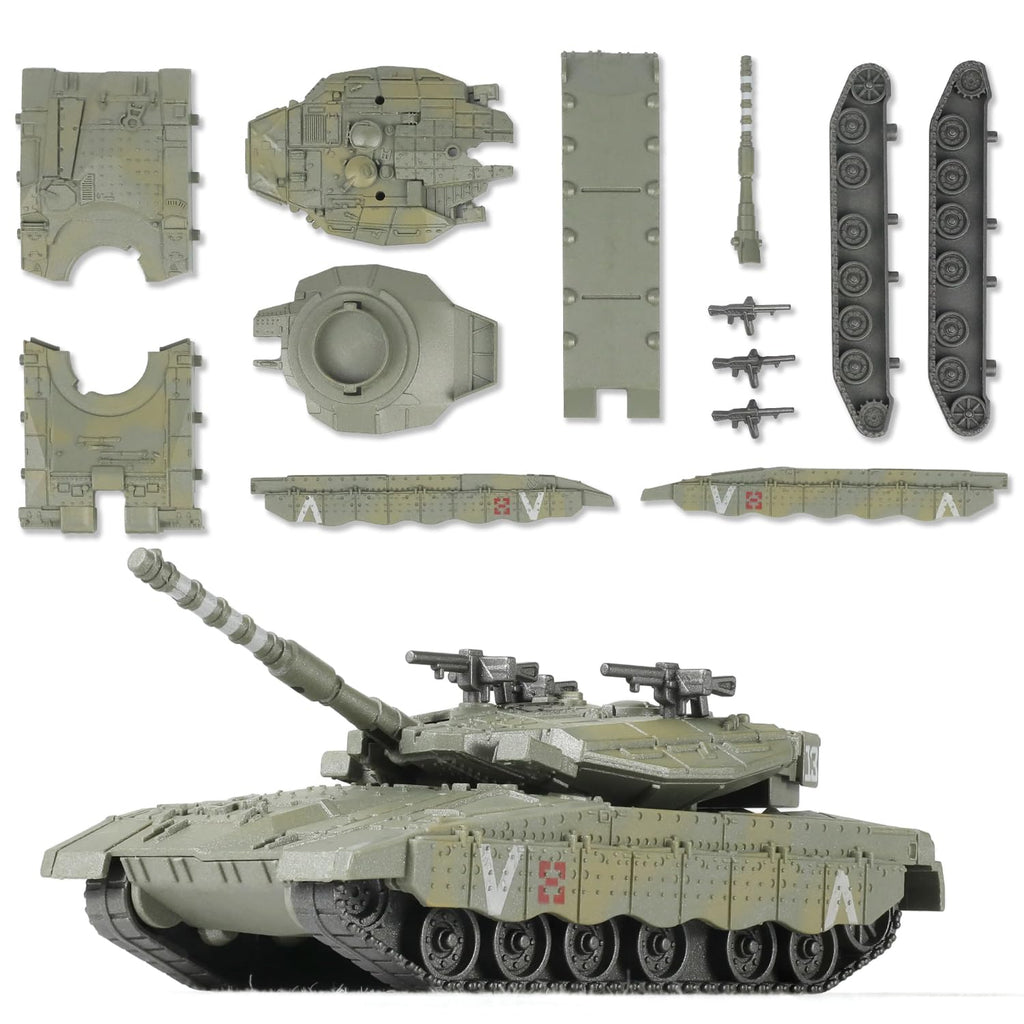 SEBUNAS 1/72 Scale Merkava Tank Model Building Kit - 13 Pieces Quick Build Military Vehicle for Adults and Kids