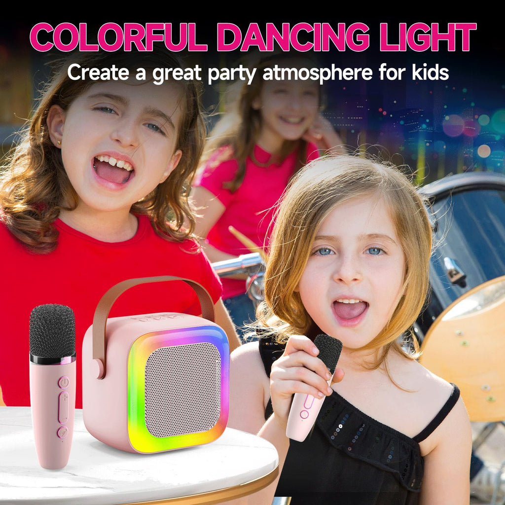 SECULEAD Kids Karaoke Machine - Portable Bluetooth 5.3 Speaker with Built-in Microphone, Pink, for Ages 3-5