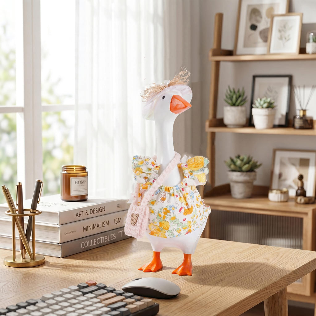 SECVOY 16-Piece Spring/Summer Desk Goose Outfit Set for 7-Inch Geese – Hats, Dresses, Glasses & Ornaments