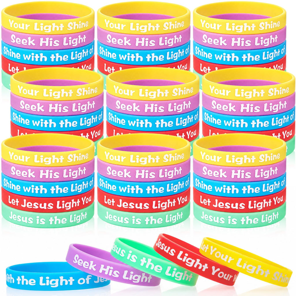 Seematn 50 Pack Glow in the Dark Bible Verse Bracelets - VBS 2026 Religious Silicone Wristbands with 5 Scripture Themes, Colorful, for Adults & Teens
