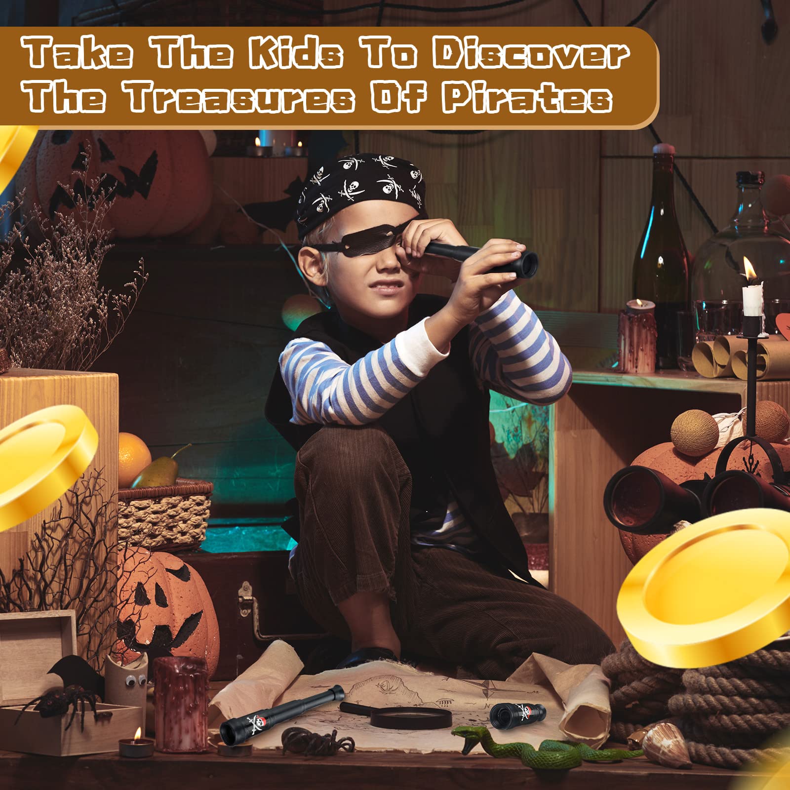 Seenelling 30-Piece Mini Plastic Pirate Telescopes Bulk Party Favors for Halloween and Birthday Themes