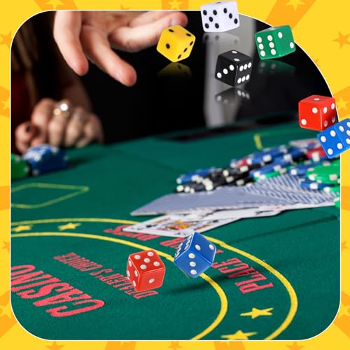 Seenelling 36-Piece 19mm Acrylic Opaque D6 Dice Set - 6 Colors for Board Games, Casino Nights & Party Supplies