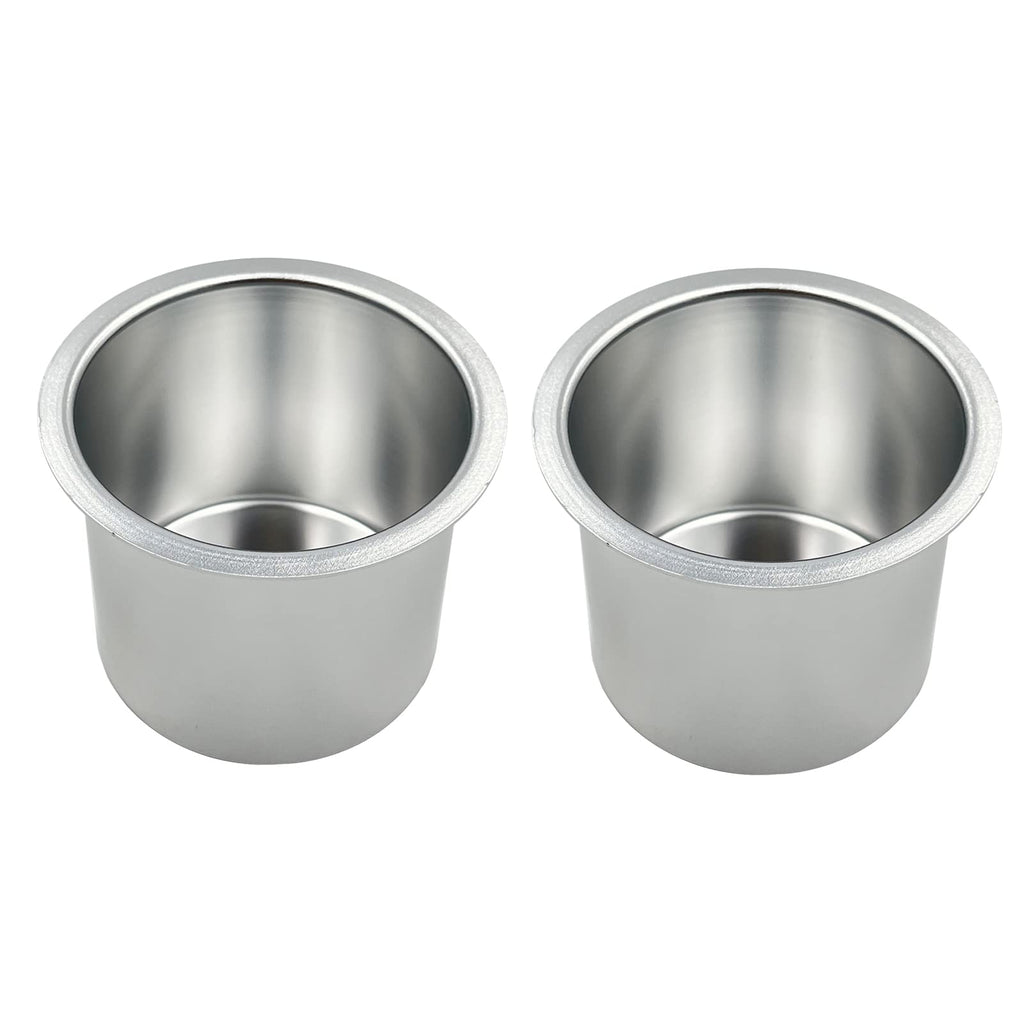 SEETOOOGAMES Jumbo Aluminum Drop-in Poker Table Cup Holder Inserts (Pack of 2, Silver)