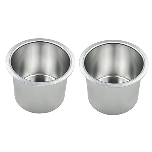 SEETOOOGAMES Jumbo Aluminum Drop-in Poker Table Cup Holder Inserts (Pack of 2, Silver)