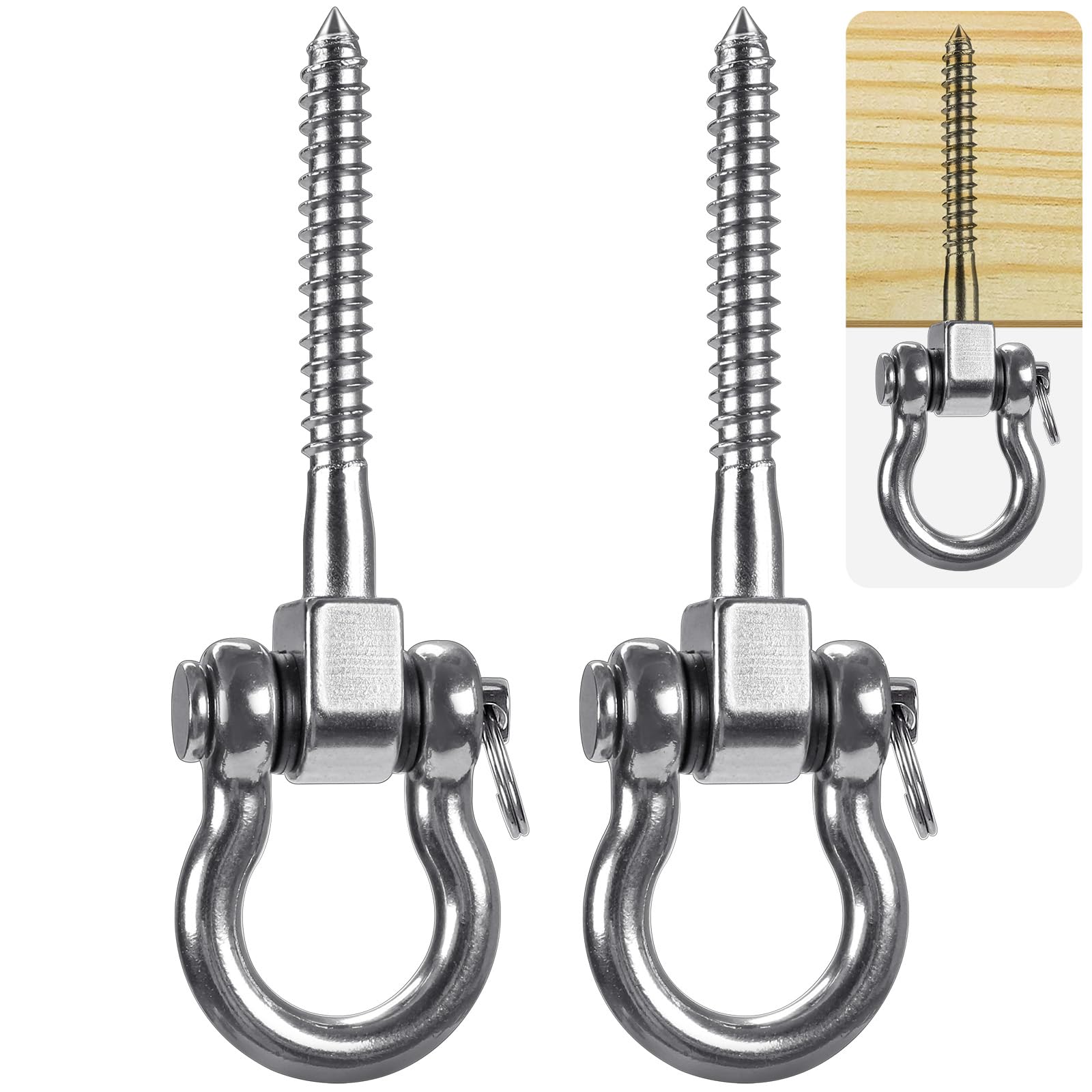SELEWARE 180° Swing Hangers - Heavy Duty 304 Stainless Steel, 1800LB Capacity per Pair, Rustproof, for Hammocks, Yoga Swings, and More