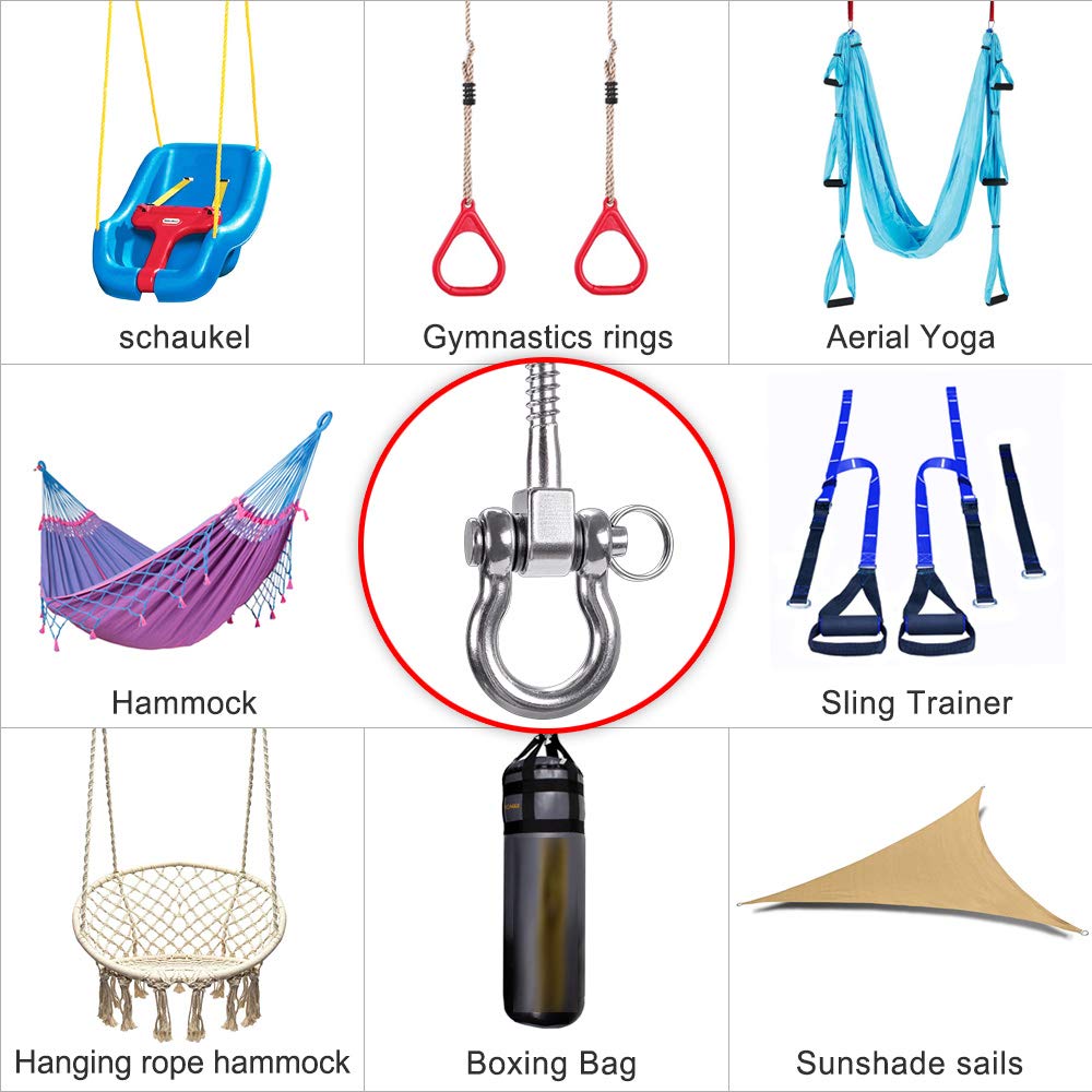 SELEWARE 180° Swing Hangers - Heavy Duty 304 Stainless Steel, 1800LB Capacity per Pair, Rustproof, for Hammocks, Yoga Swings, and More