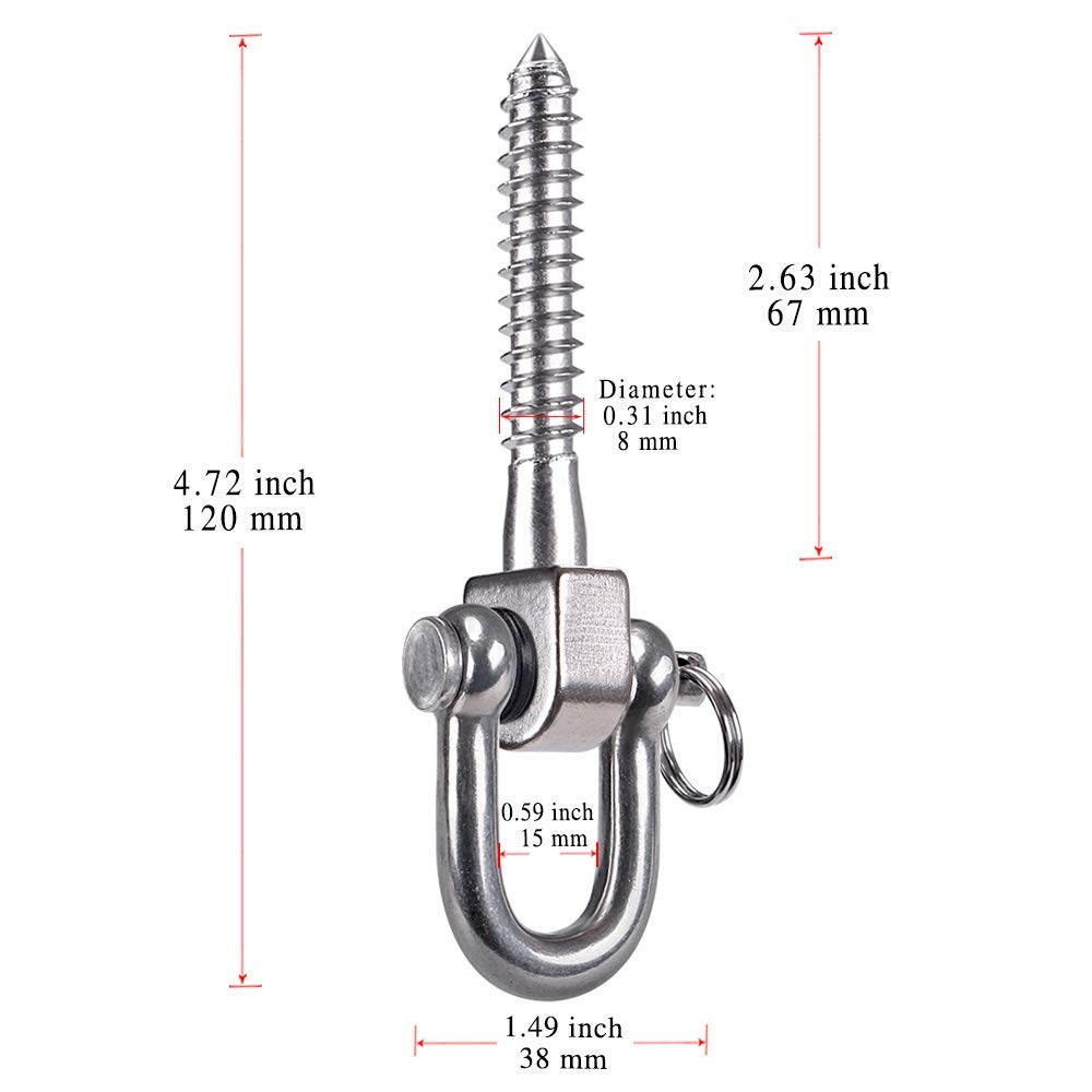 SELEWARE 2 Pack Heavy Duty Swing Hangers – Stainless Steel Ceiling Mounts for Porch Swings, Hammocks, and More