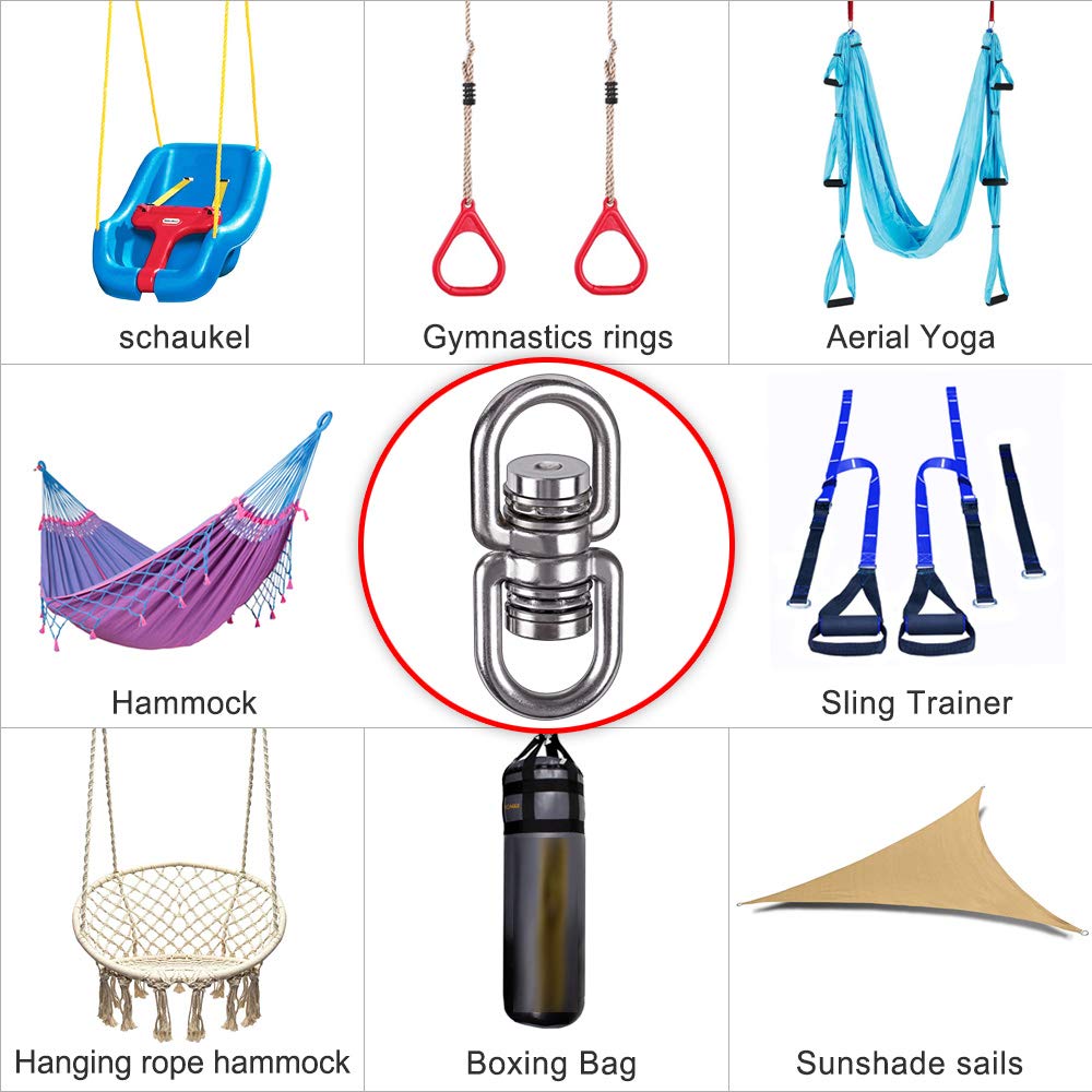 SELEWARE 360° Bearing Swing Swivel - 1200lb Capacity for Tree Swing, Hammock Chair, Climbing Rope, Aerial Yoga