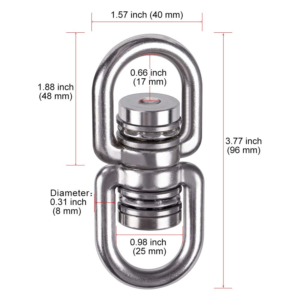 SELEWARE 360° Bearing Swing Swivel - 1200lb Capacity for Tree Swing, Hammock Chair, Climbing Rope, Aerial Yoga