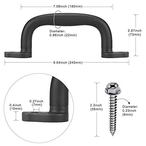 SELEWARE Black Playground Safety Handles – Non-Slip Plastic Grab Handles for Playhouses, Treehouses, Climbing Frames, Swing Sets – 2 Pack, 300 lb Capacity