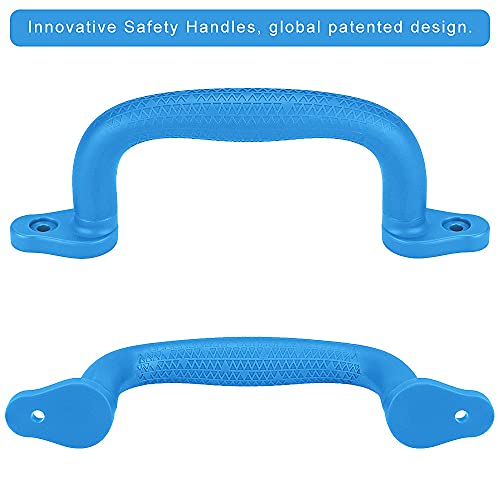 SELEWARE Blue Non-Slip Playground Safety Handles - 2 Pack for Playhouse, Treehouse, Climbing Frame