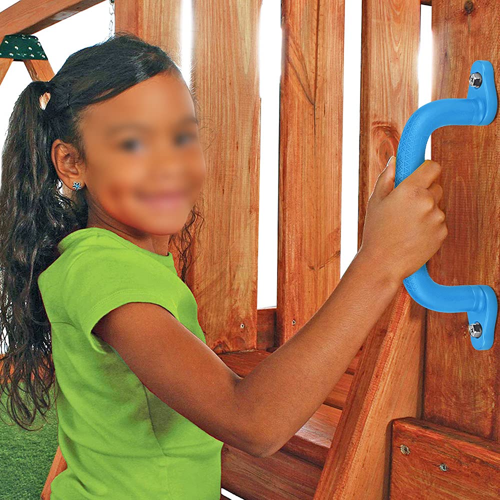 SELEWARE Blue Non-Slip Playground Safety Handles - 2 Pack for Playhouse, Treehouse, Climbing Frame