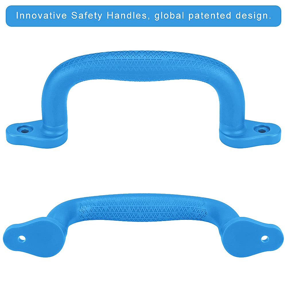 SELEWARE Blue Non-Slip Playground Safety Handles - 2 Pack for Playhouse, Treehouse, Climbing Frame
