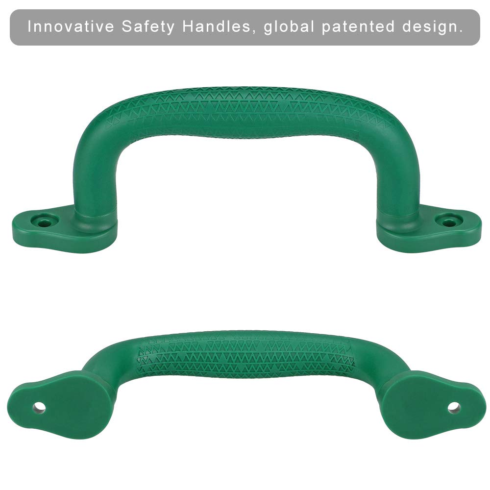 SELEWARE Green Playground Safety Grab Handles – Non-Slip Plastic Handles for Playhouses, Treehouses, and Climbing Frames (2-Pack)