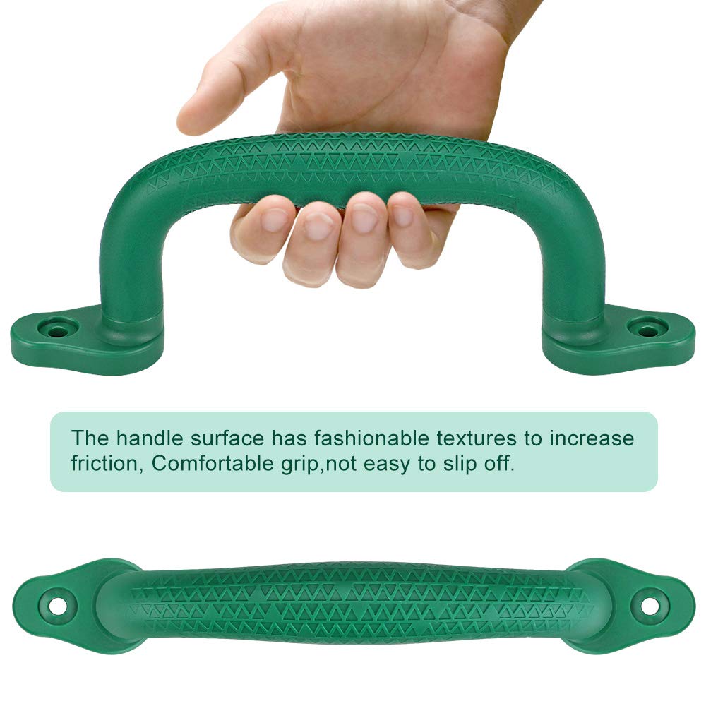 SELEWARE Green Playground Safety Grab Handles – Non-Slip Plastic Handles for Playhouses, Treehouses, and Climbing Frames (2-Pack)