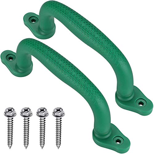 SELEWARE Green Playground Safety Grab Handles – Non-Slip Plastic Handles for Playhouses, Treehouses, and Climbing Frames (2-Pack)