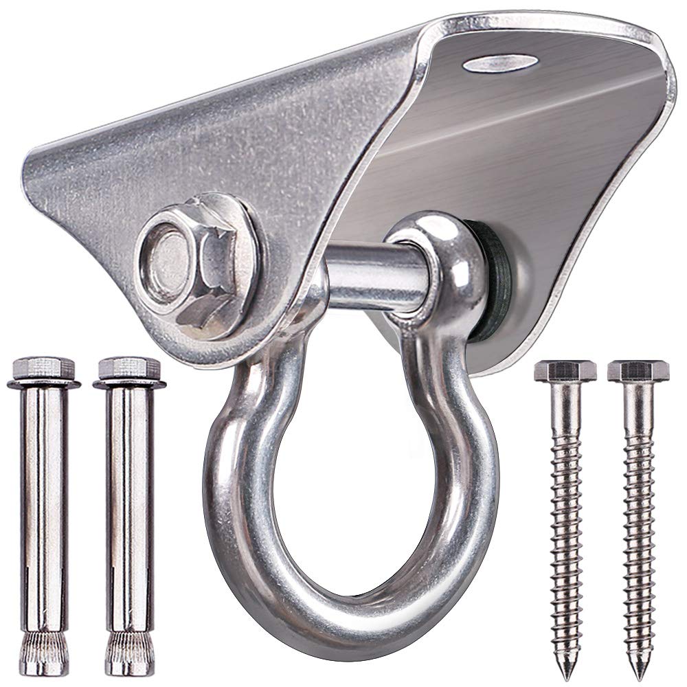 SELEWARE Heavy Duty Stainless Steel Swing Hanger – Ceiling Mount for Porch Swing, Hammock Chair, Heavy Bag, Yoga Silk – 1000 lbs Capacity