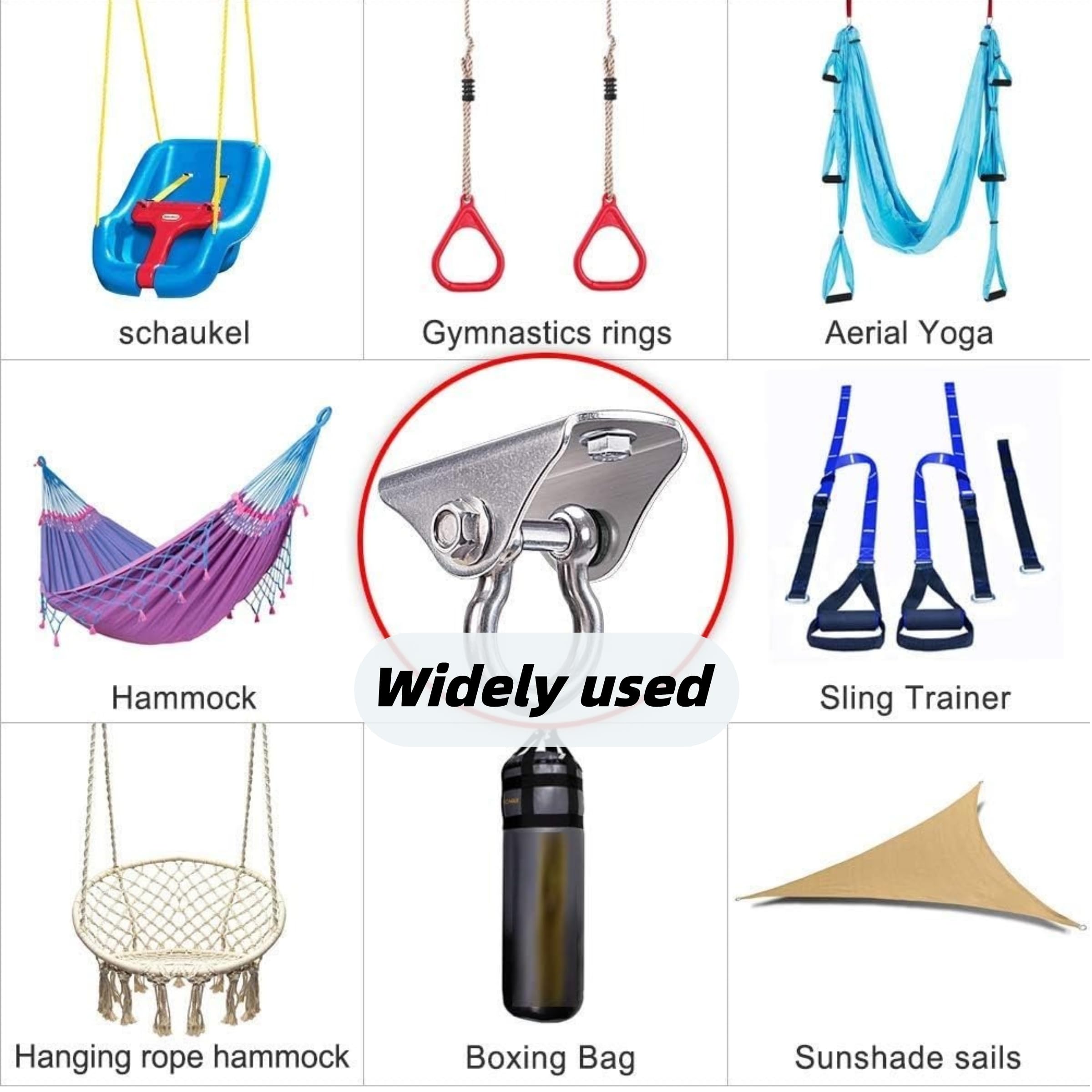 SELEWARE Heavy Duty Stainless Steel Swing Hanger – Ceiling Mount for Porch Swing, Hammock Chair, Heavy Bag, Yoga Silk – 1000 lbs Capacity