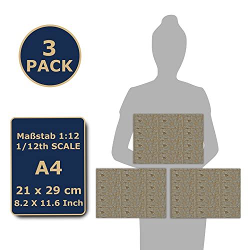 Self-Adhesive Terracotta Dollhouse Floor Tiles – 3 A4 Sheets for 1:12 Scale