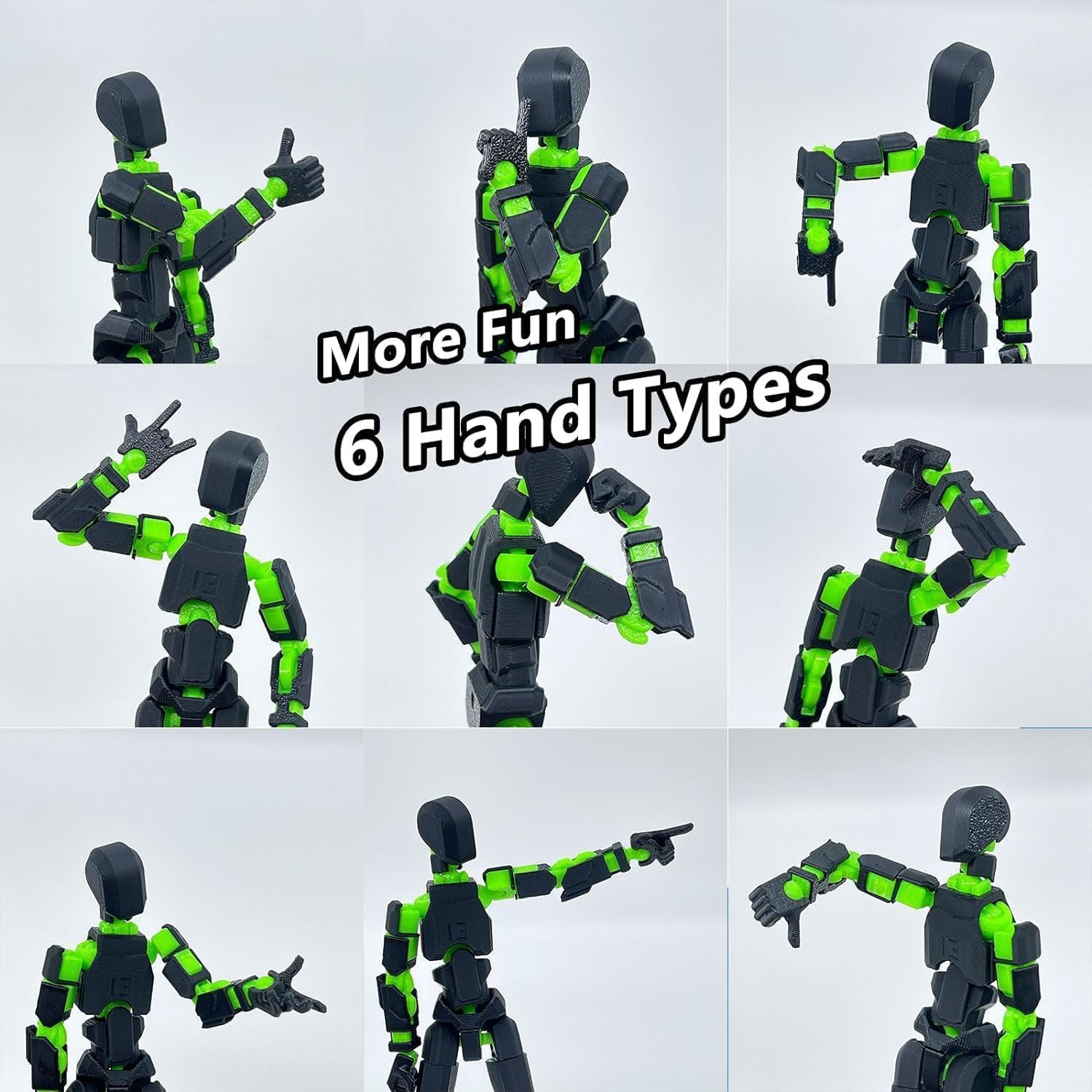 SENROELECTRONAGE T13 Action Figure – 5.4" 3D Printed Dummy 13, Fully Articulated with 6 Hand Shapes & 5 Weapons
