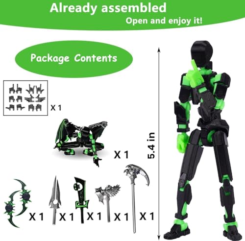 SENROELECTRONAGE T13 Action Figure – 5.4" 3D Printed Dummy 13, Fully Articulated with 6 Hand Shapes & 5 Weapons