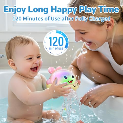 SEPHIX Light-Up Whale Bath Toy with Automatic Spray – Pink, BPA-Free, 120-Minute Water Fun