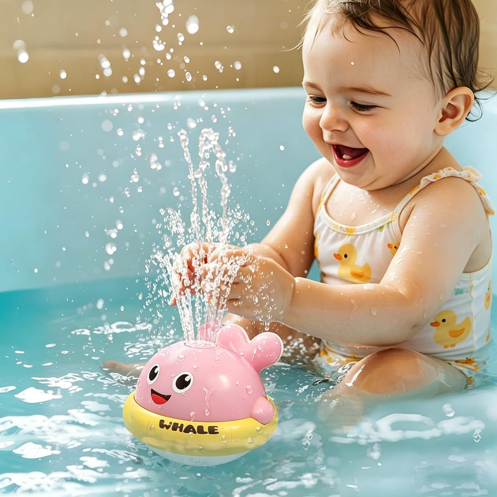 SEPHIX Light-Up Whale Bath Toy with Automatic Spray – Pink, BPA-Free, 120-Minute Water Fun