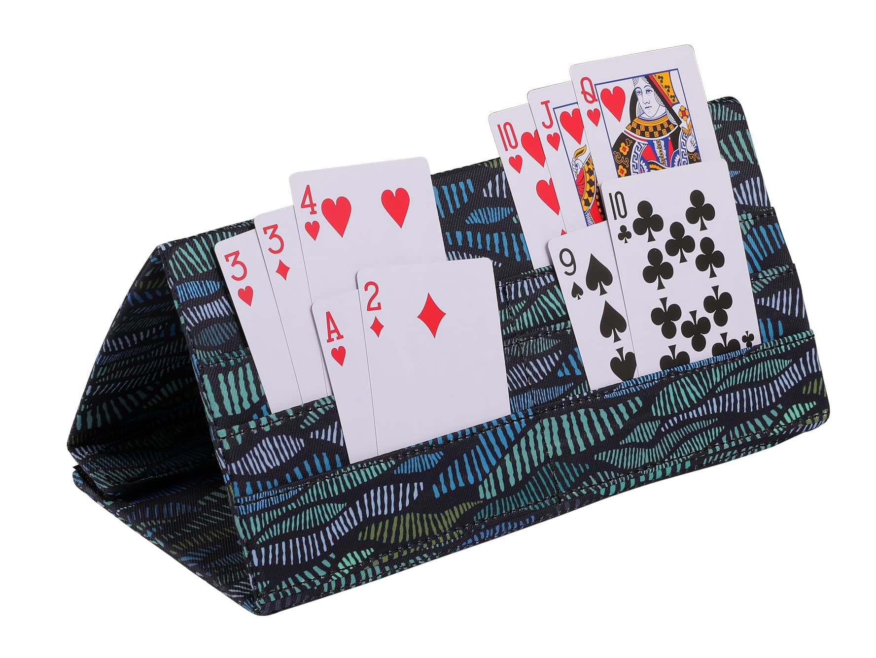 SeptCity Striped Canvas Playing Card Holder – Hands-Free, 6 Slots, Holds 40 Cards
