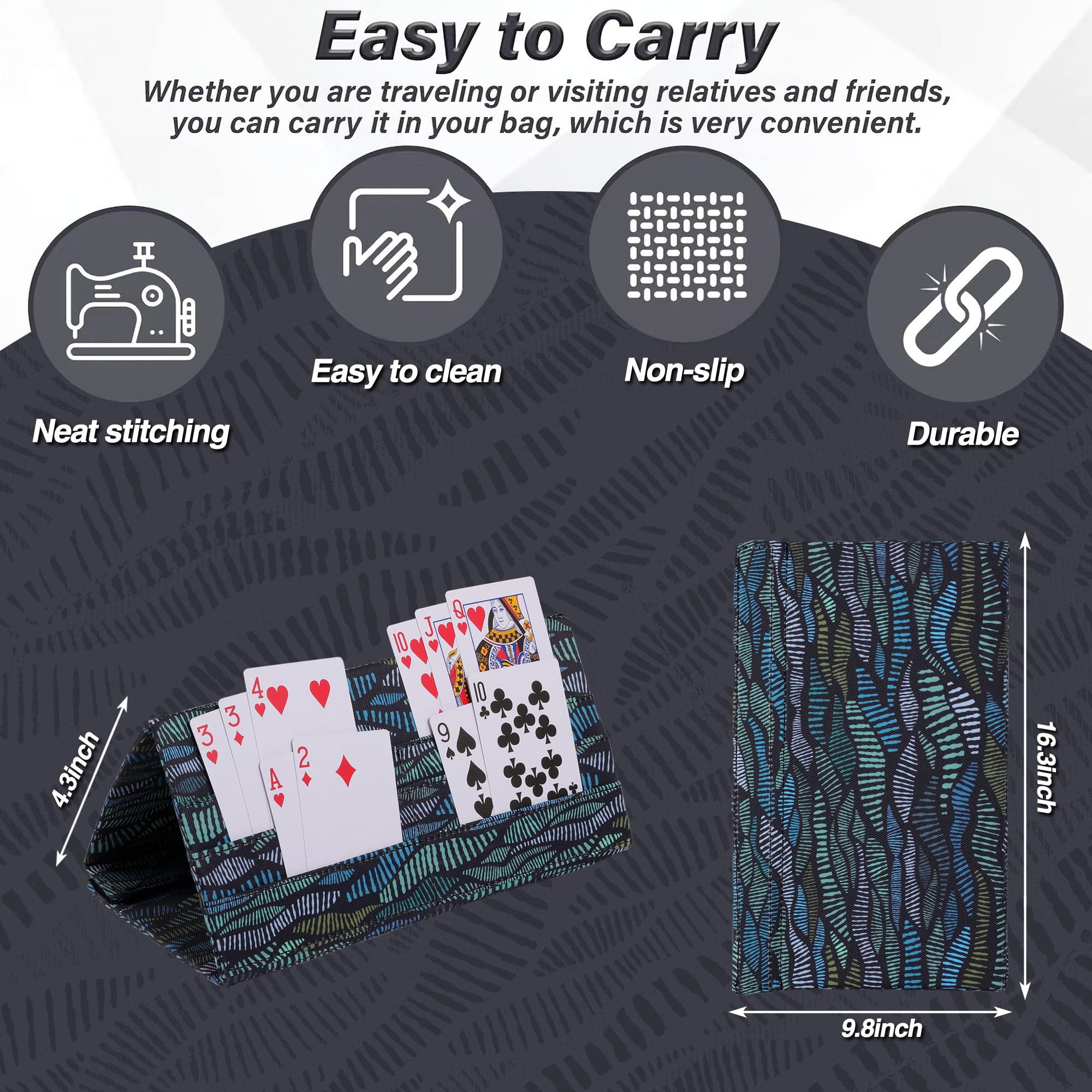 SeptCity Striped Canvas Playing Card Holder – Hands-Free, 6 Slots, Holds 40 Cards