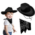 SeptCity Toddler Cowboy Hat & Blue Bandana Set – Ages 2-5, Western Dress-Up for Halloween & Parties