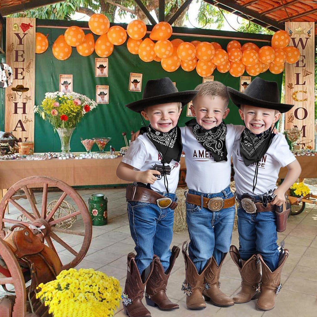 SeptCity Toddler Cowboy Hat & Blue Bandana Set – Ages 2-5, Western Dress-Up for Halloween & Parties
