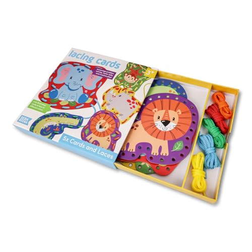 Serabeena Safari Animal Lacing Cards – Screen-Free Toy for Ages 3+