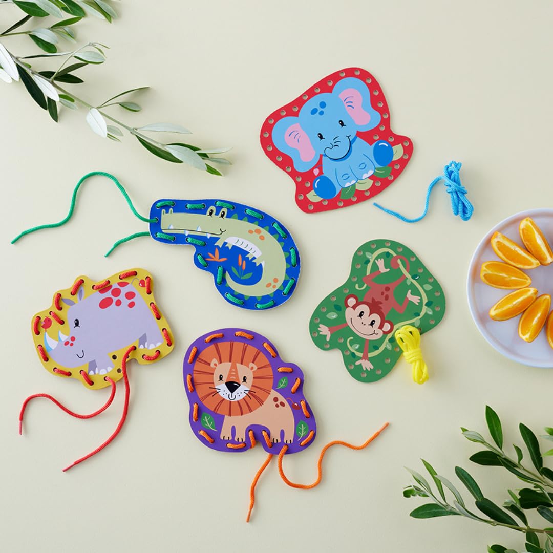 Serabeena Safari Animal Lacing Cards – Screen-Free Toy for Ages 3+
