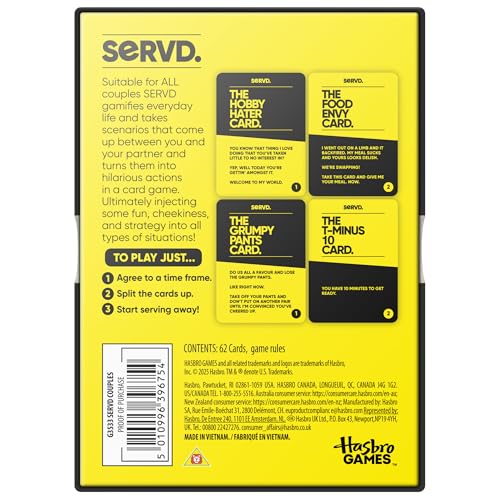 SERVD Couples Edition Card Game – Hilarious Real-Life Challenges for Partners, 62 Cards, Ages 17+