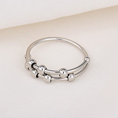 SERYNOW Double Layer Fidget Ring – Adjustable Anxiety Ring with Beads for Stress Relief (Unisex)