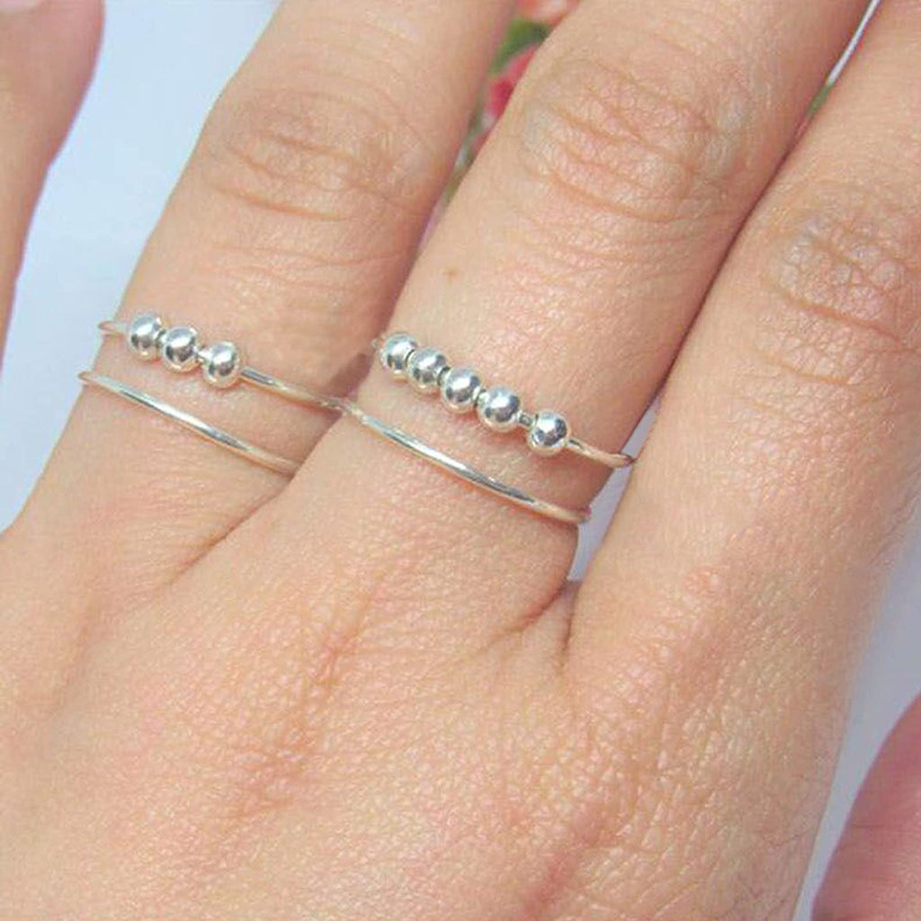 SERYNOW Double Layer Fidget Ring – Adjustable Anxiety Ring with Beads for Stress Relief (Unisex)