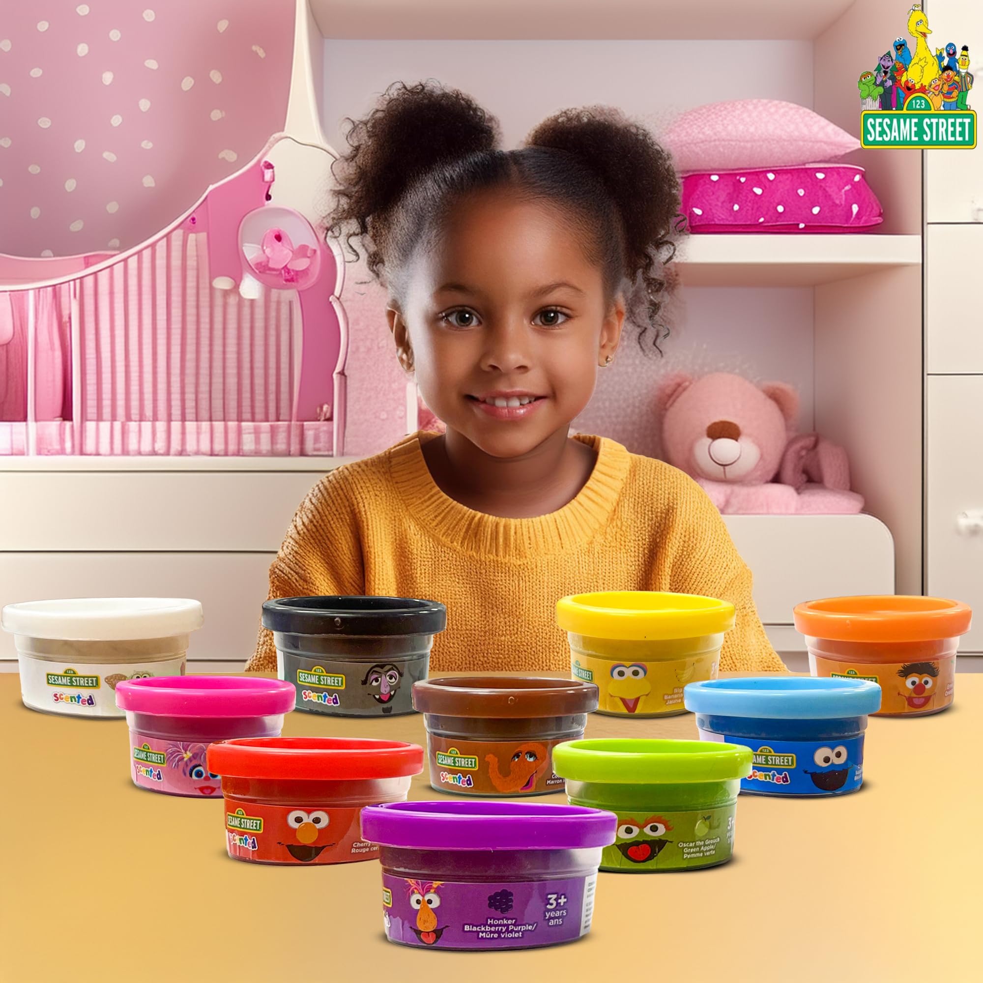 Sesame Street 10-Pack Dough Set – Elmo, Cookie Monster & More Character Molding Dough