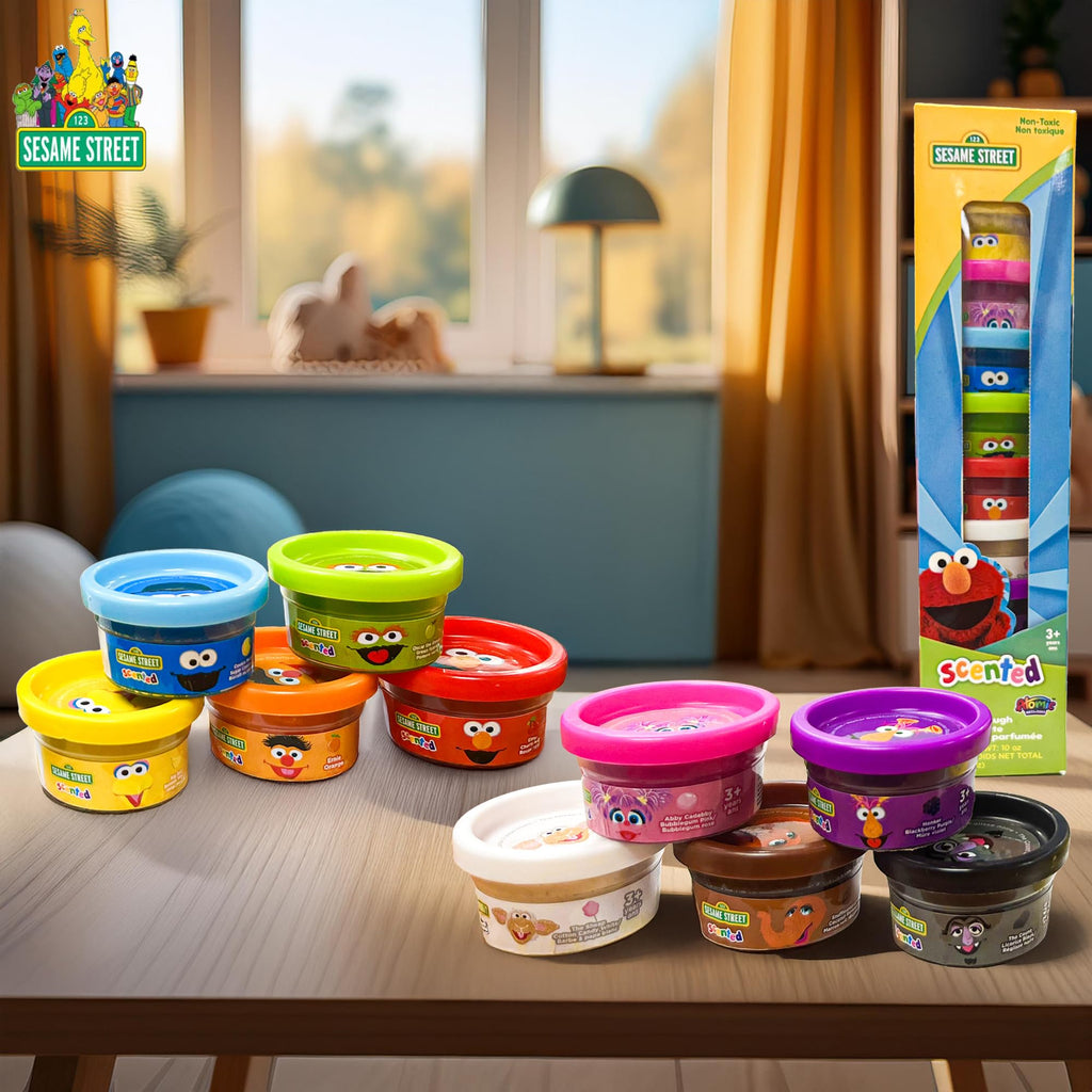 Sesame Street 10-Pack Dough Set – Elmo, Cookie Monster & More Character Molding Dough