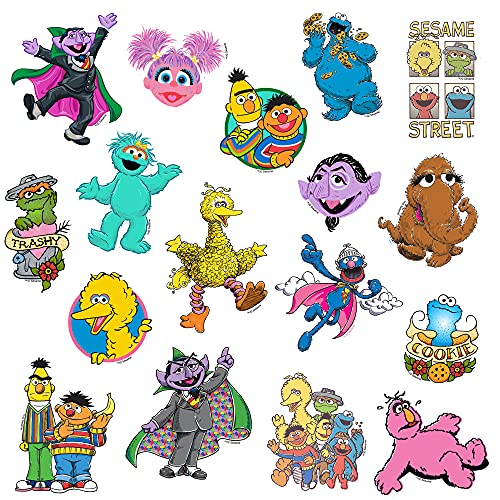 Sesame Street 50-Pack Vinyl Stickers – Elmo, Cookie Monster, Big Bird & More – Die-Cut Decals for Laptops, Water Bottles, and Scrapbooking