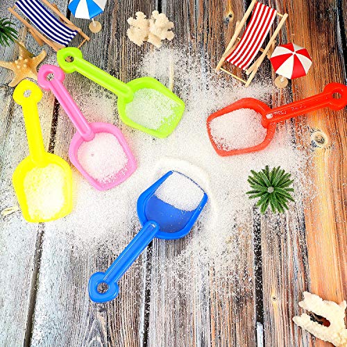 Set of 12 Colorful Plastic Beach Sand Shovels for Kids by Gejoy - 7.7 Inch Lightweight Scoops for Outdoor Digging
