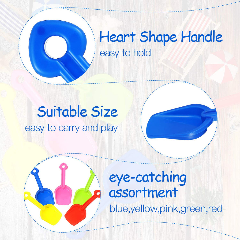Set of 12 Colorful Plastic Beach Sand Shovels for Kids by Gejoy - 7.7 Inch Lightweight Scoops for Outdoor Digging