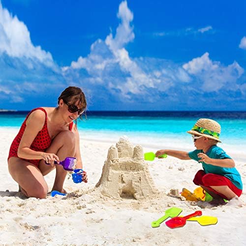 Set of 12 Colorful Plastic Beach Sand Shovels for Kids by Gejoy - 7.7 Inch Lightweight Scoops for Outdoor Digging