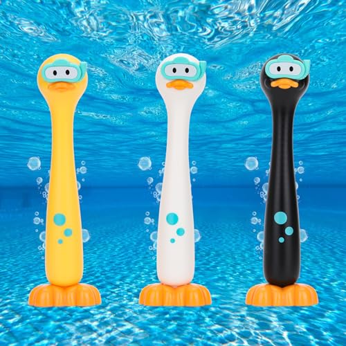 Set of 3 Pool Diving Toys for Kids - DDZOOU Clown Duck Dive Sticks for Fun Swimming Games