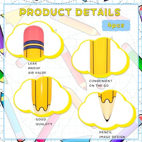Set of 4 Extra Large Inflatable Pencils (44 Inches) - Back to School Balloon Decorations for Classroom, Graduation, and Birthday Parties