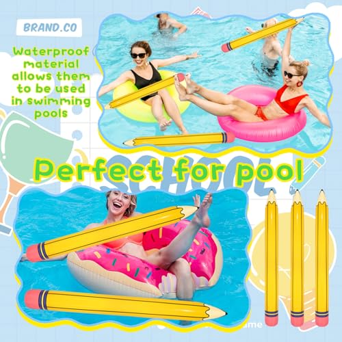 Set of 4 Extra Large Inflatable Pencils (44 Inches) - Back to School Balloon Decorations for Classroom, Graduation, and Birthday Parties