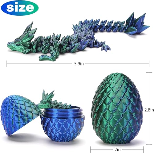 Set of 4 Mini 3D Printed Dragon Eggs with Articulated Dragons Inside – Fidget Toy Easter Basket Stuffers for Kids