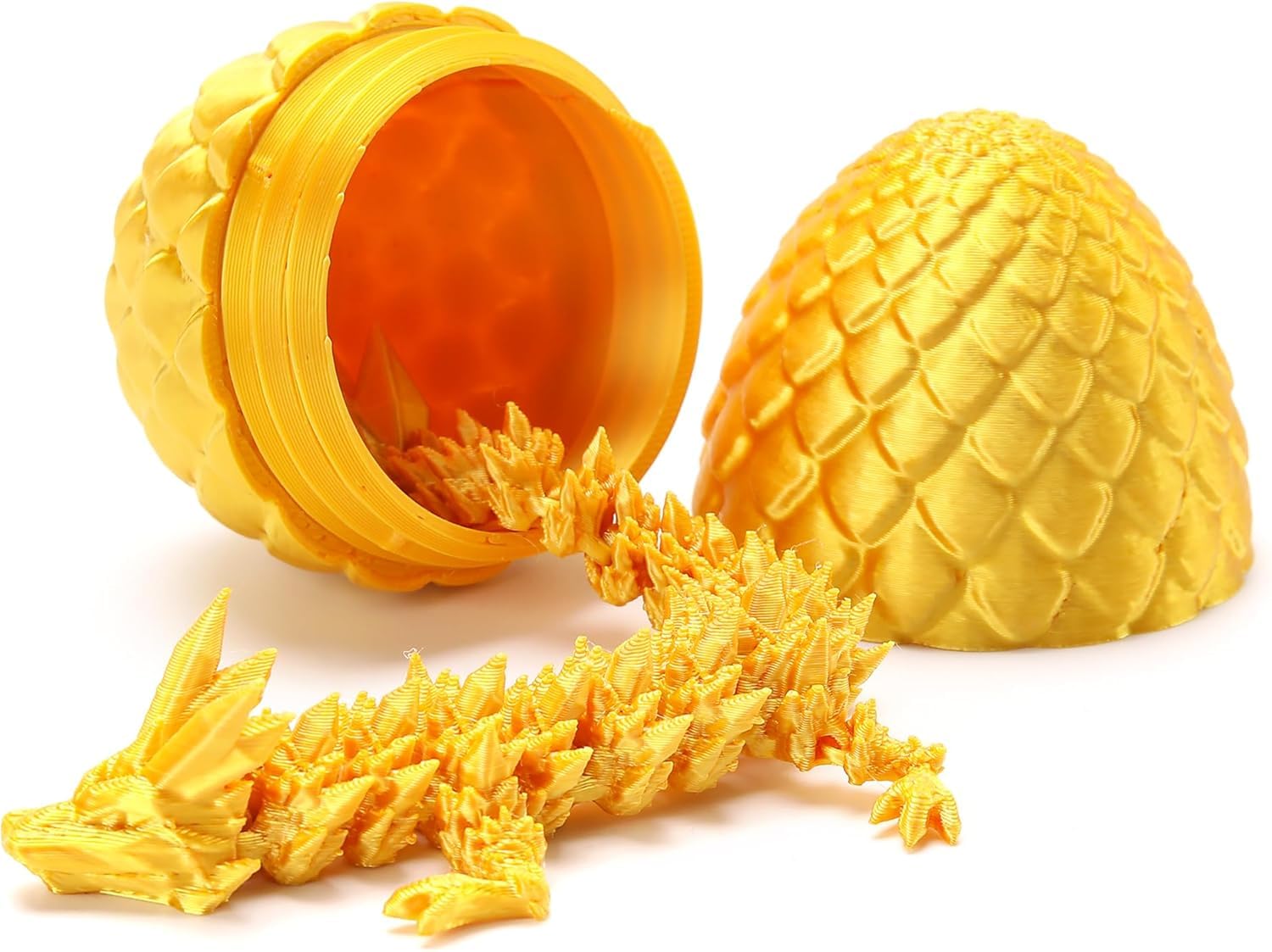 Set of 4 Mini 3D Printed Dragon Eggs with Articulated Dragons Inside – Fidget Toy Easter Basket Stuffers for Kids