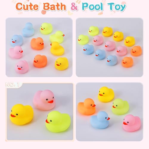 Set of 50 Multicolor Mini Rubber Ducks – Squeaky, Floatable Bath Toys for Kids, Party Favors, and Classroom Rewards